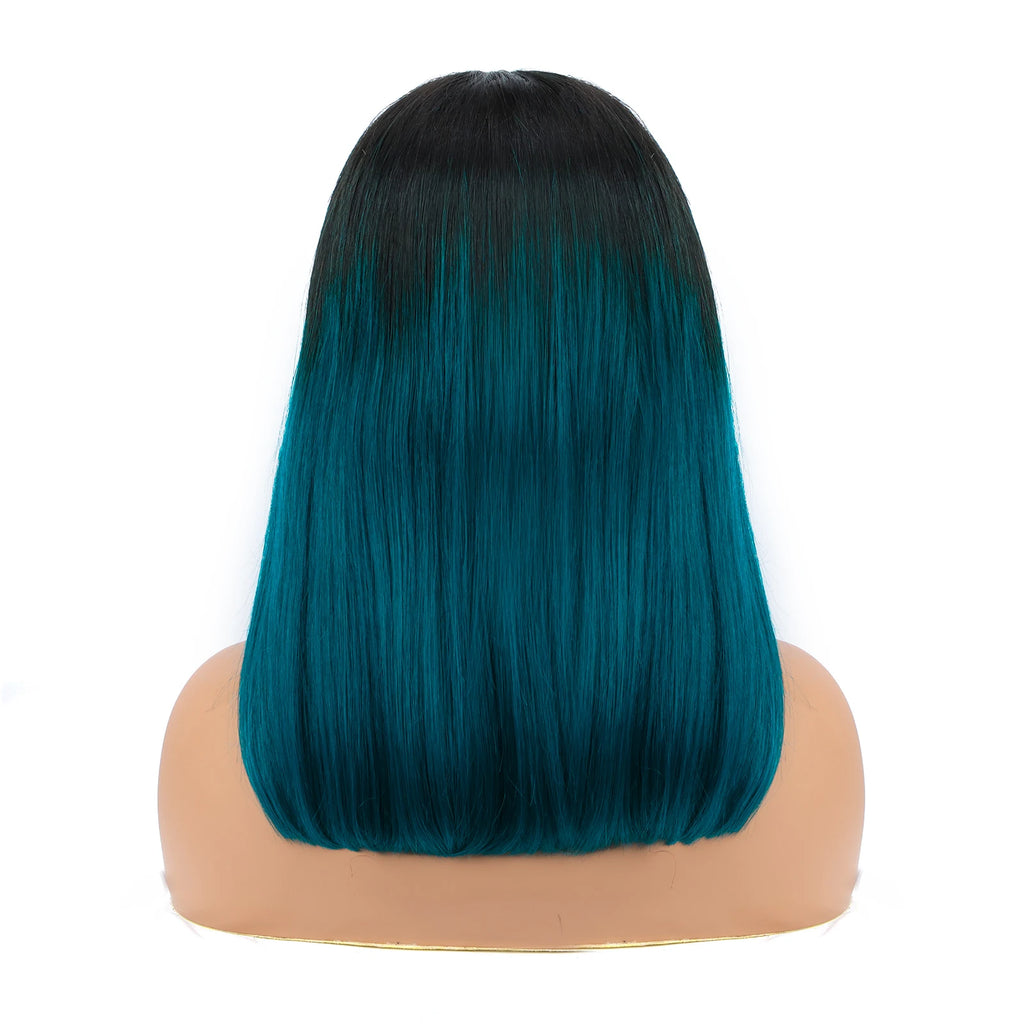 4x4 Lace Closure Bob Wig – Straight Human Hair, Ombre Color