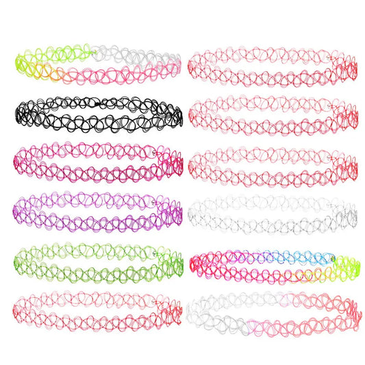 Vintage Stretch Tattoo Choker Necklace – Gothic Elastic Necklace for Women