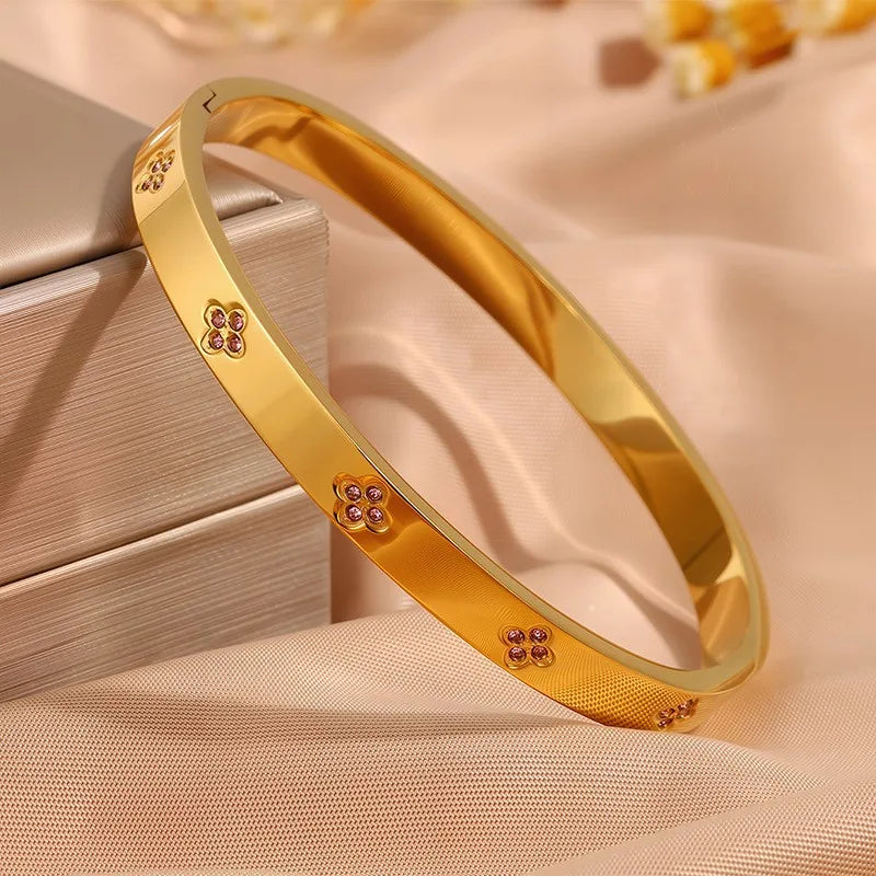 Zirconia Stainless Steel Stackable Bracelet Set – Non-Fading Bangle Gift for Women