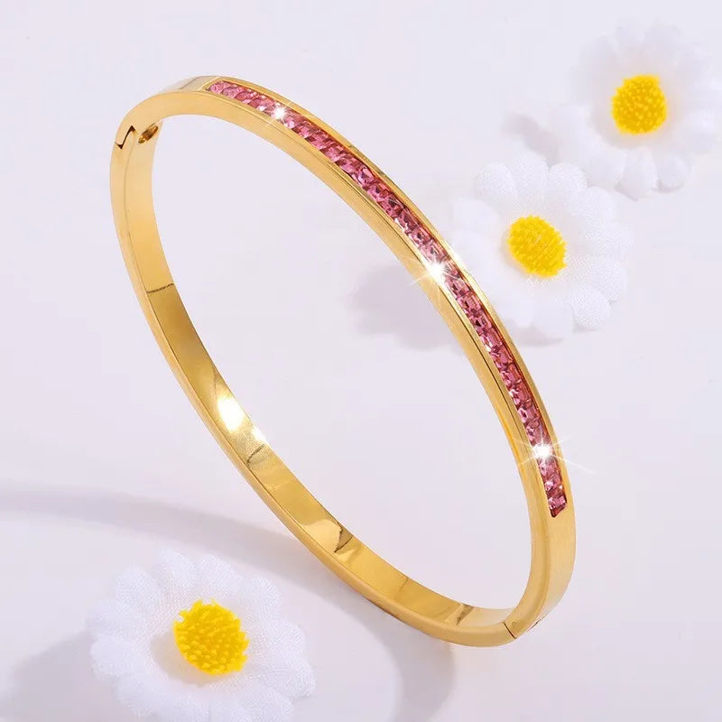 Zirconia Stainless Steel Stackable Bracelet Set – Non-Fading Bangle Gift for Women