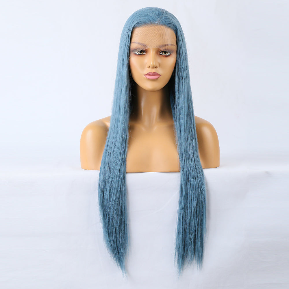 Long Straight Blue Wig – Heat Resistant Synthetic Hair | 22", 24" & 26"