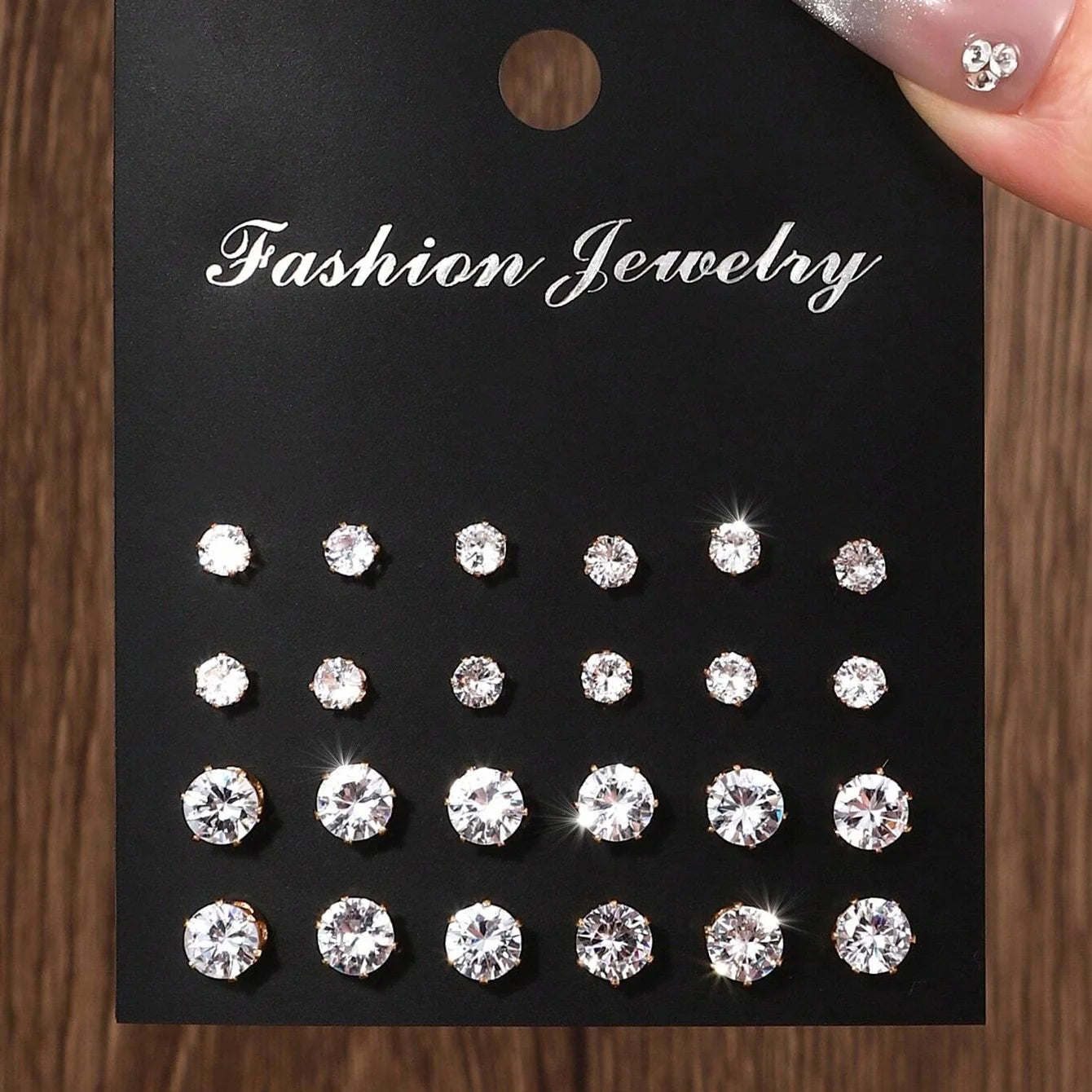 12 Pairs Zirconia Stud Earrings Set – Luxurious Shiny Gift for Women