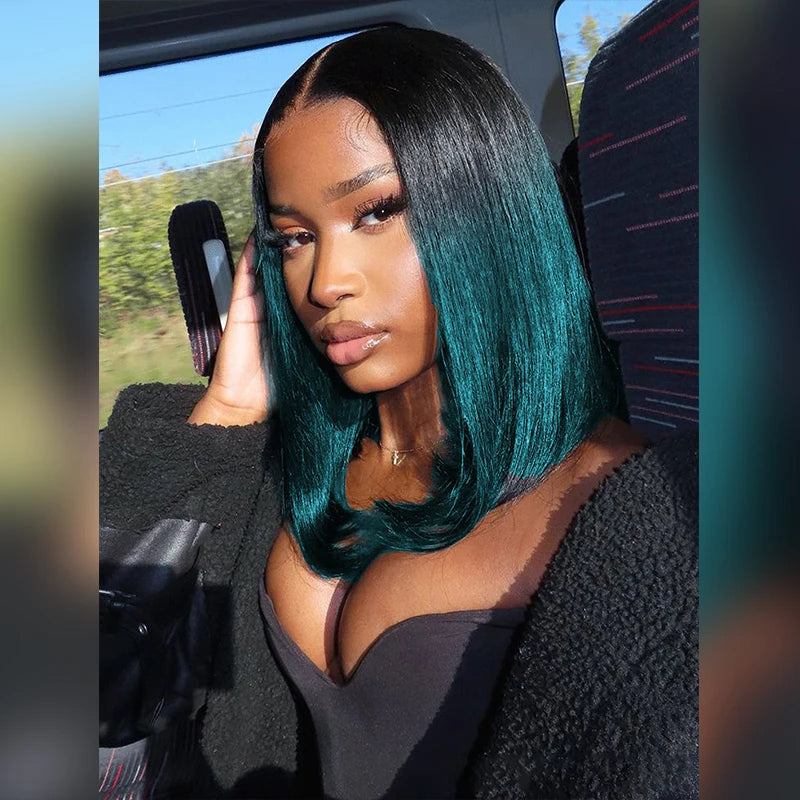 4x4 Lace Closure Bob Wig – Straight Human Hair, Ombre Color