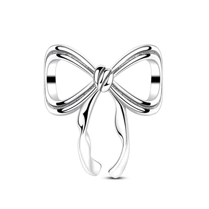 925 Sterling Silver Pink Heart Bow Charm – S925 Bangle Bracelet Bead