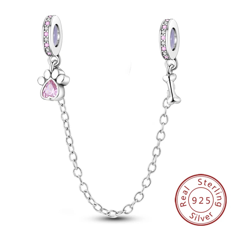 925 Sterling Silver Pink Heart Bow Charm – S925 Bangle Bracelet Bead
