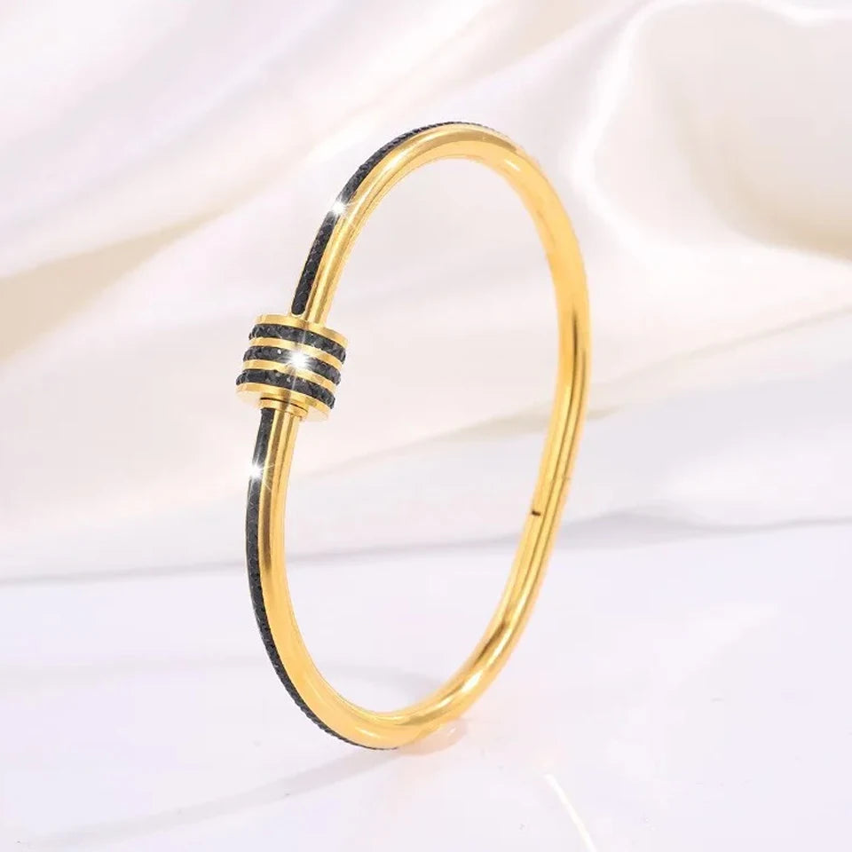 Zirconia Stainless Steel Stackable Bracelet Set – Non-Fading Bangle Gift for Women