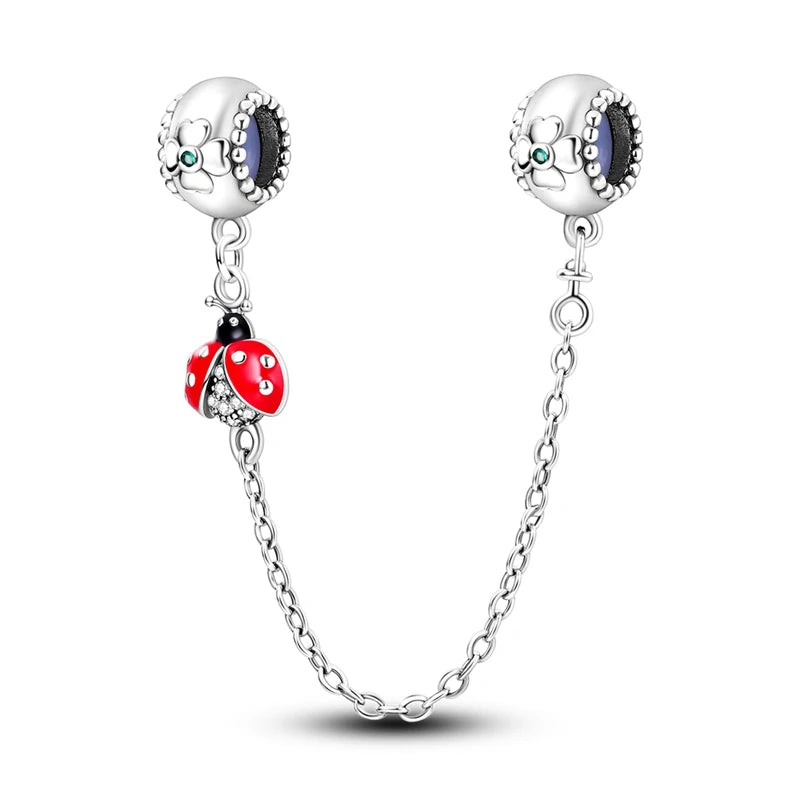 925 Sterling Silver Pink Heart Bow Charm – S925 Bangle Bracelet Bead