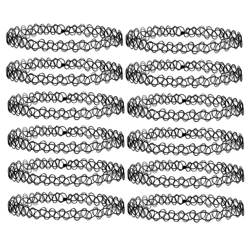 Vintage Stretch Tattoo Choker Necklace – Gothic Elastic Necklace for Women