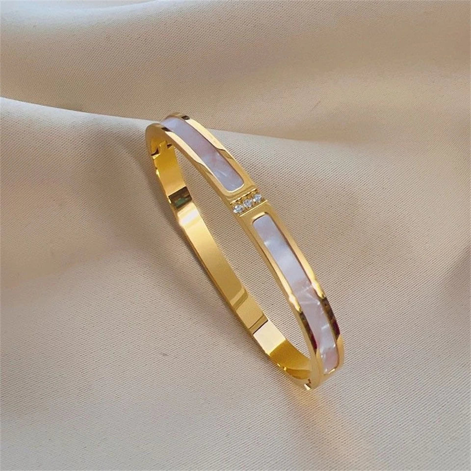 Zirconia Stainless Steel Stackable Bracelet Set – Non-Fading Bangle Gift for Women