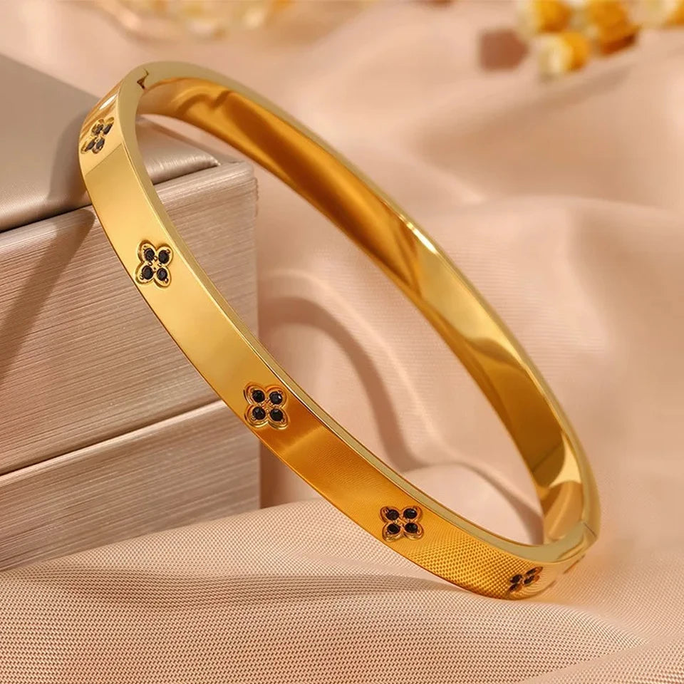 Zirconia Stainless Steel Stackable Bracelet Set – Non-Fading Bangle Gift for Women