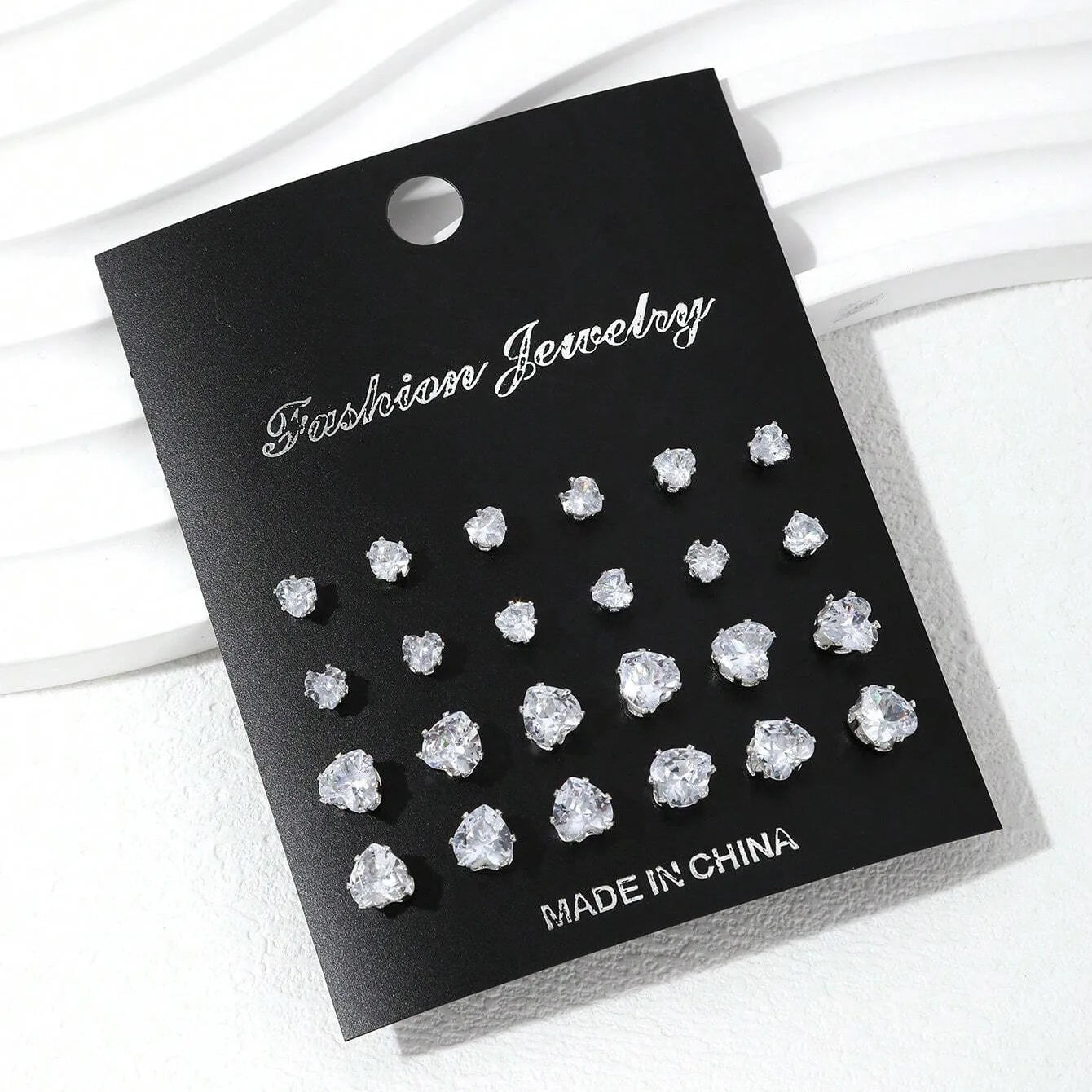12 Pairs Zirconia Stud Earrings Set – Luxurious Shiny Gift for Women
