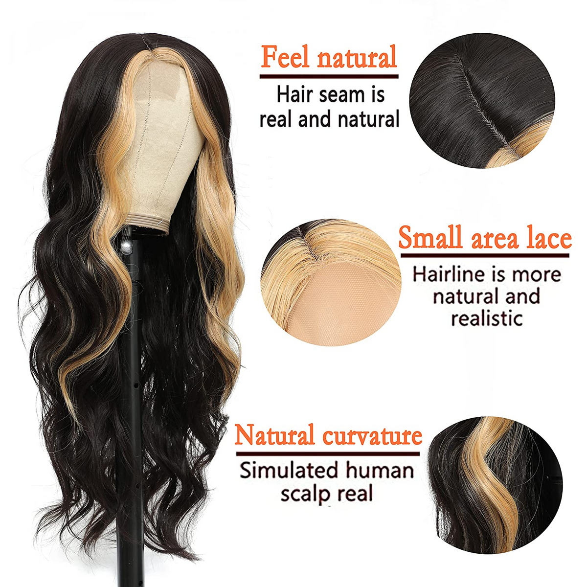 Long Curly Lace Front Wig – Heat Resistant Synthetic Hair for Women