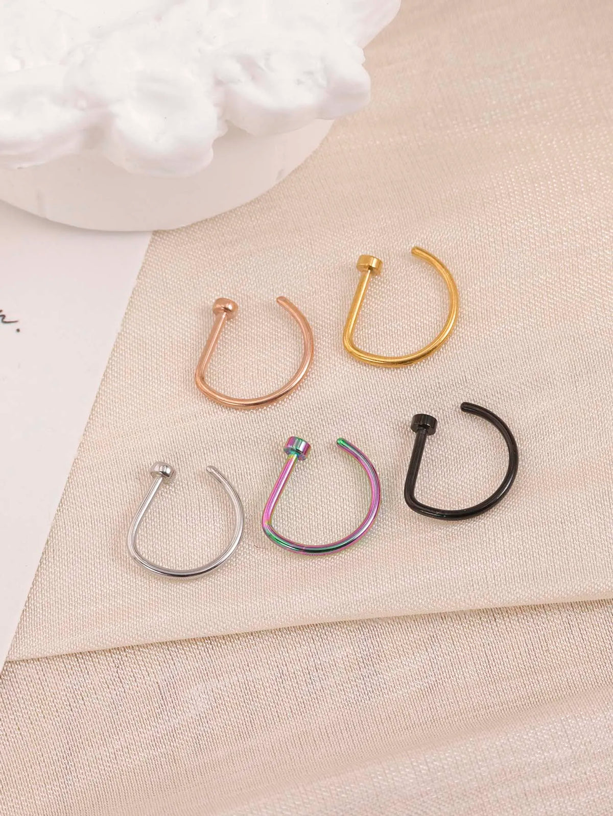 Fake Nose Ring & Body Jewelry Set – Stainless Steel Faux Piercing for Nose & Ear
