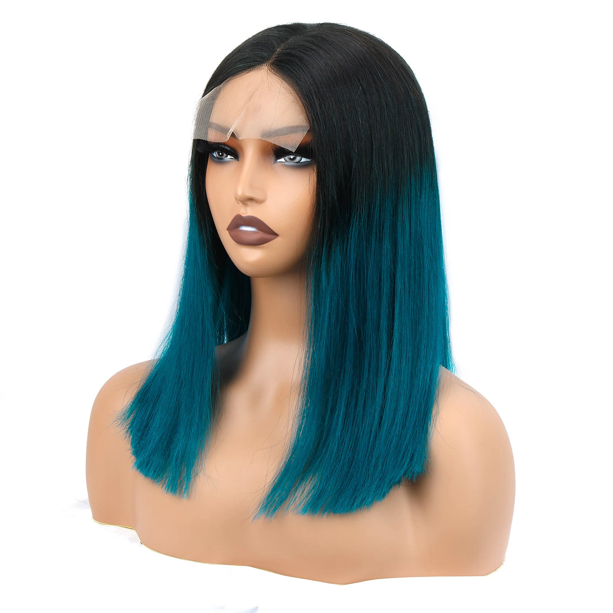 4x4 Lace Closure Bob Wig – Straight Human Hair, Ombre Color