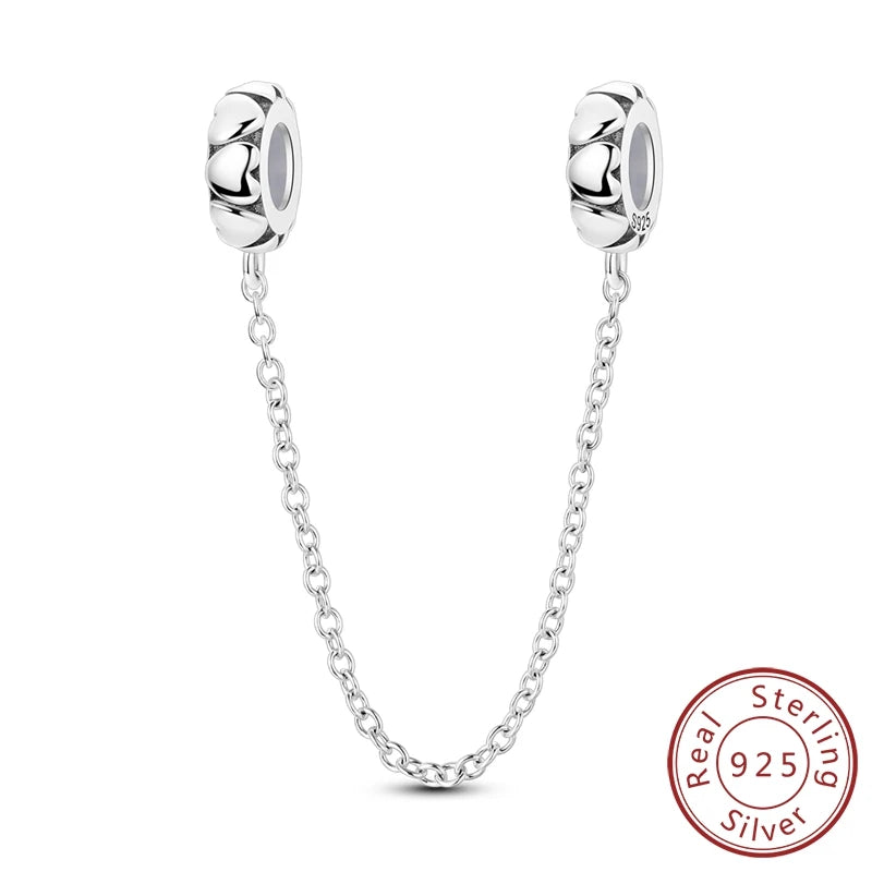 925 Sterling Silver Pink Heart Bow Charm – S925 Bangle Bracelet Bead