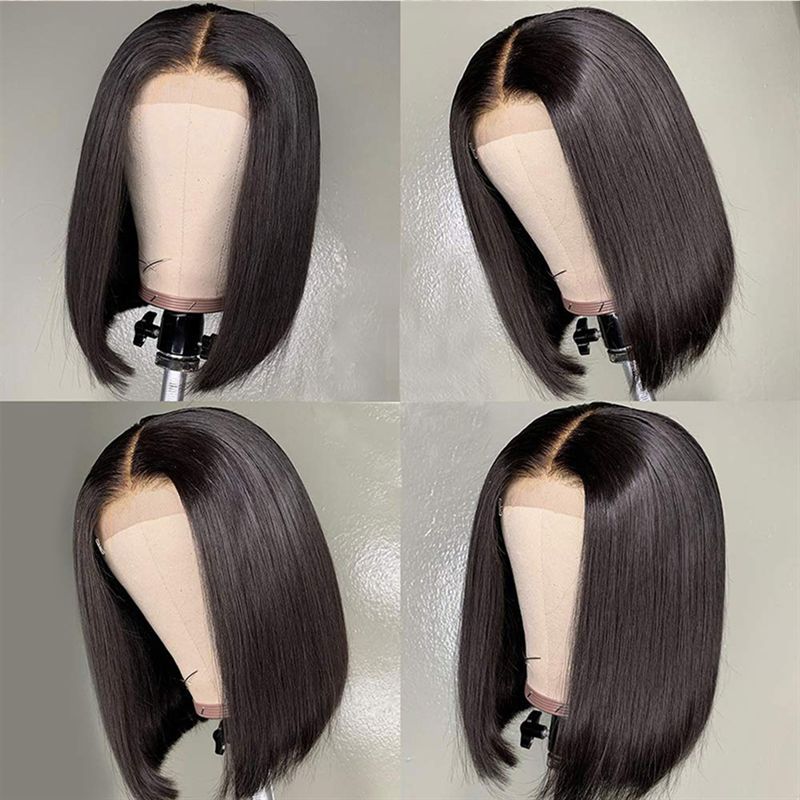 Middle Part Bob Lace Front Wig – Heat Resistant Synthetic Hair for Black Women