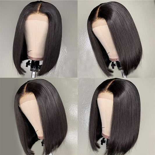 Middle Part Bob Lace Front Wig – Heat Resistant Synthetic Hair for Black Women