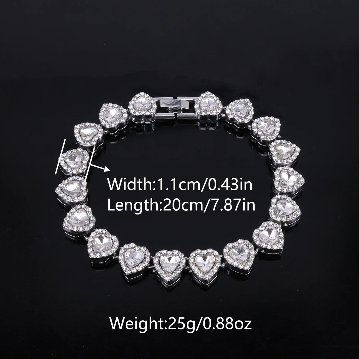 Hip Hop Tennis Chain & Bracelet Set – Shiny Rhinestone CZ Heart Jewelry