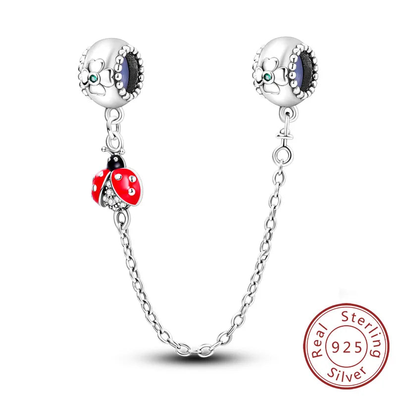925 Sterling Silver Pink Heart Bow Charm – S925 Bangle Bracelet Bead