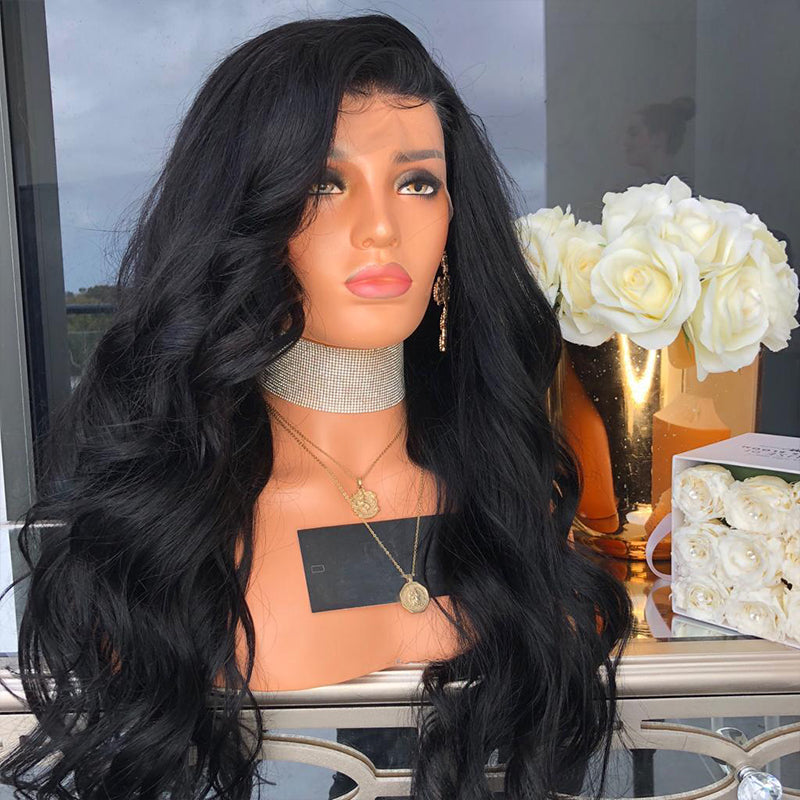 Body Wave Lace Front Wig – Glueless Synthetic Hair, Natural Hairline