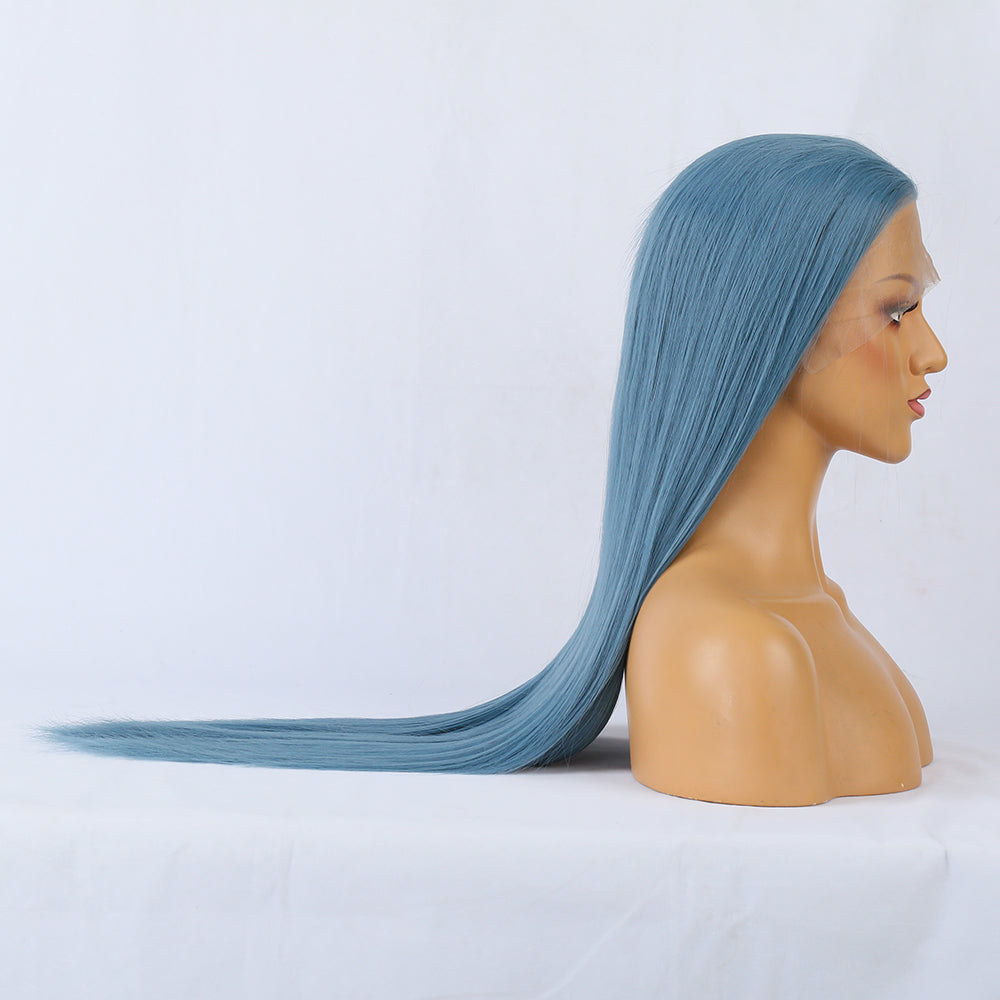 Long Straight Blue Wig – Heat Resistant Synthetic Hair | 22", 24" & 26"