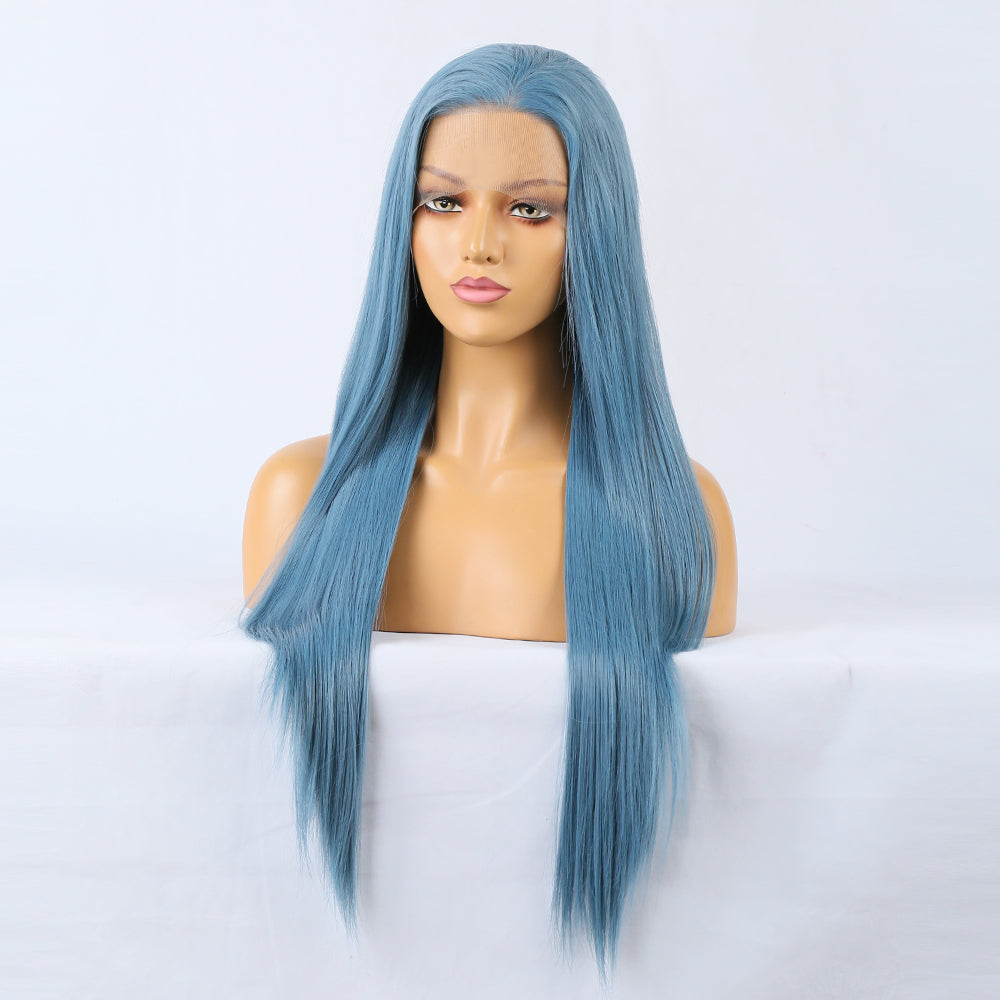 Long Straight Blue Wig – Heat Resistant Synthetic Hair | 22", 24" & 26"