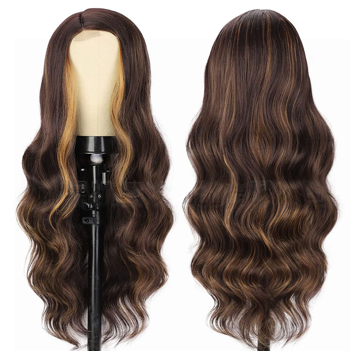 Long Curly Lace Front Wig – Heat Resistant Synthetic Hair for Women
