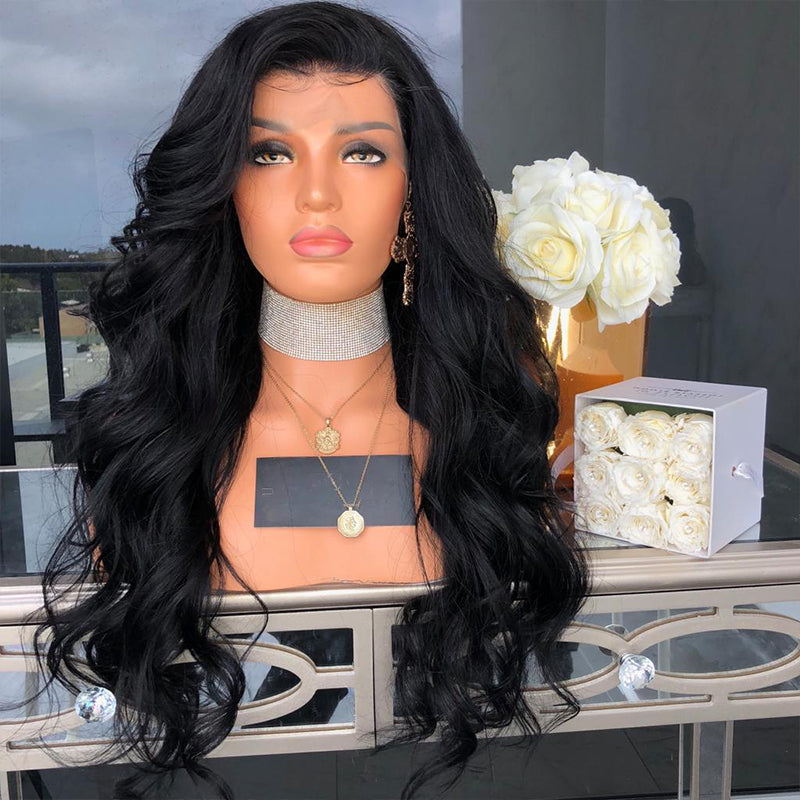 Body Wave Lace Front Wig – Glueless Synthetic Hair, Natural Hairline