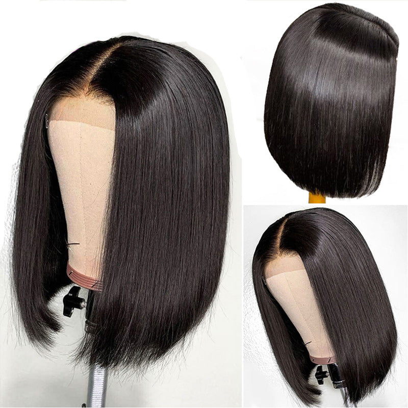 Middle Part Bob Lace Front Wig – Heat Resistant Synthetic Hair for Black Women