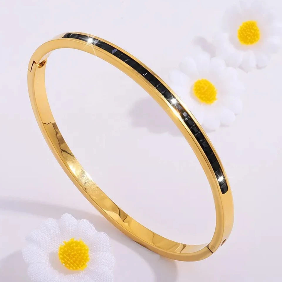 Zirconia Stainless Steel Stackable Bracelet Set – Non-Fading Bangle Gift for Women