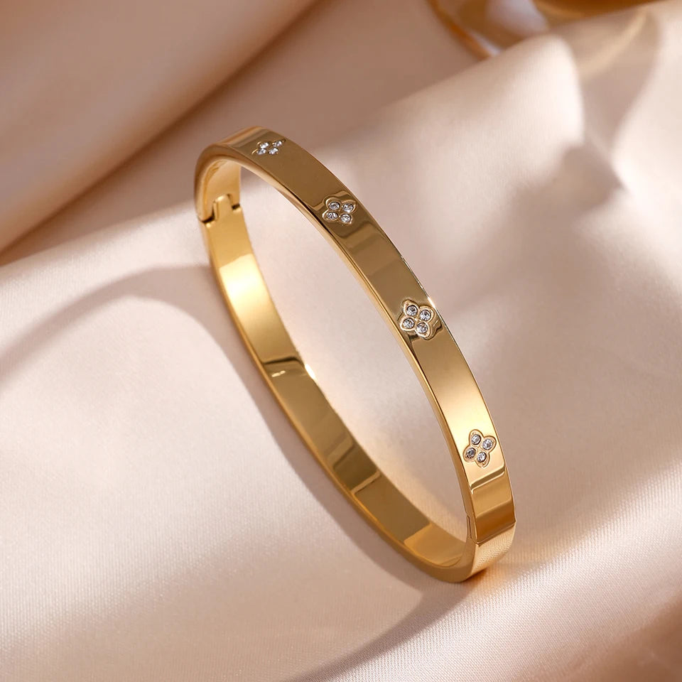 Zirconia Stainless Steel Stackable Bracelet Set – Non-Fading Bangle Gift for Women