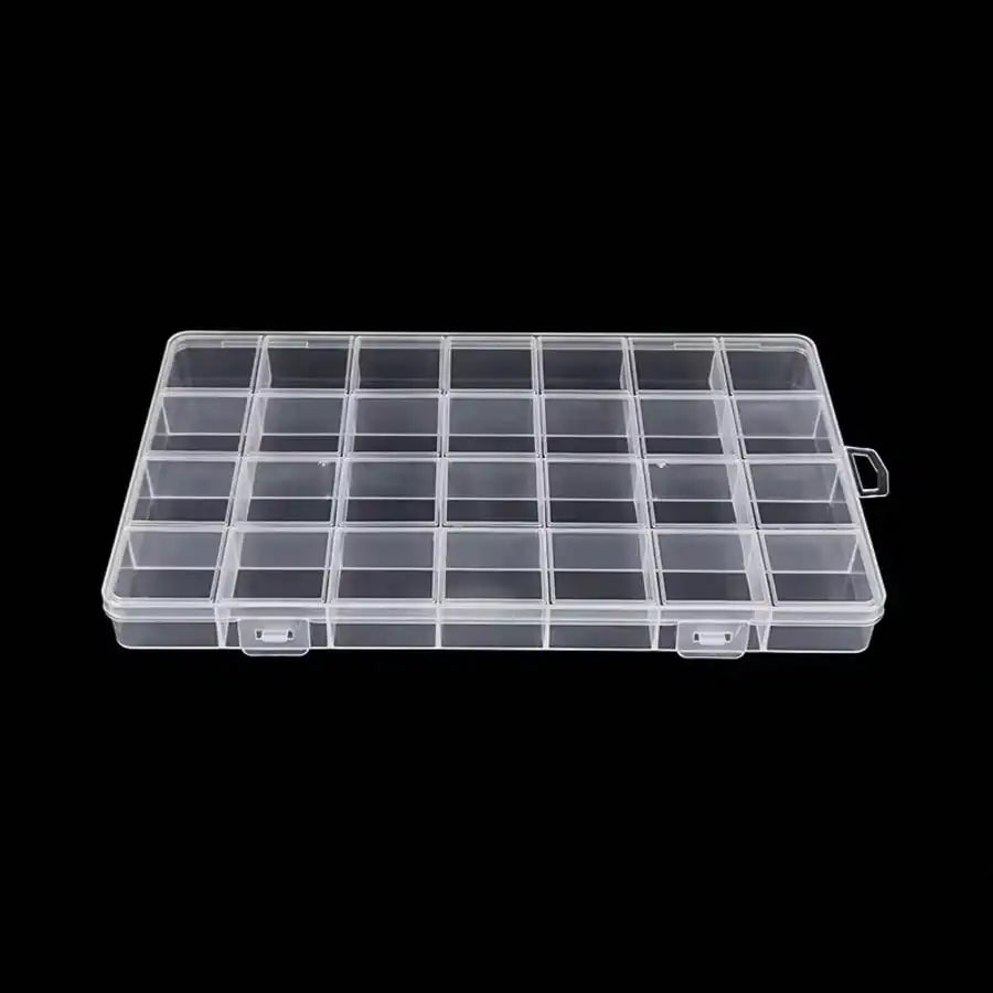 28-Grid Jewelry Storage Case – Plastic Organizer with Removable Dividers