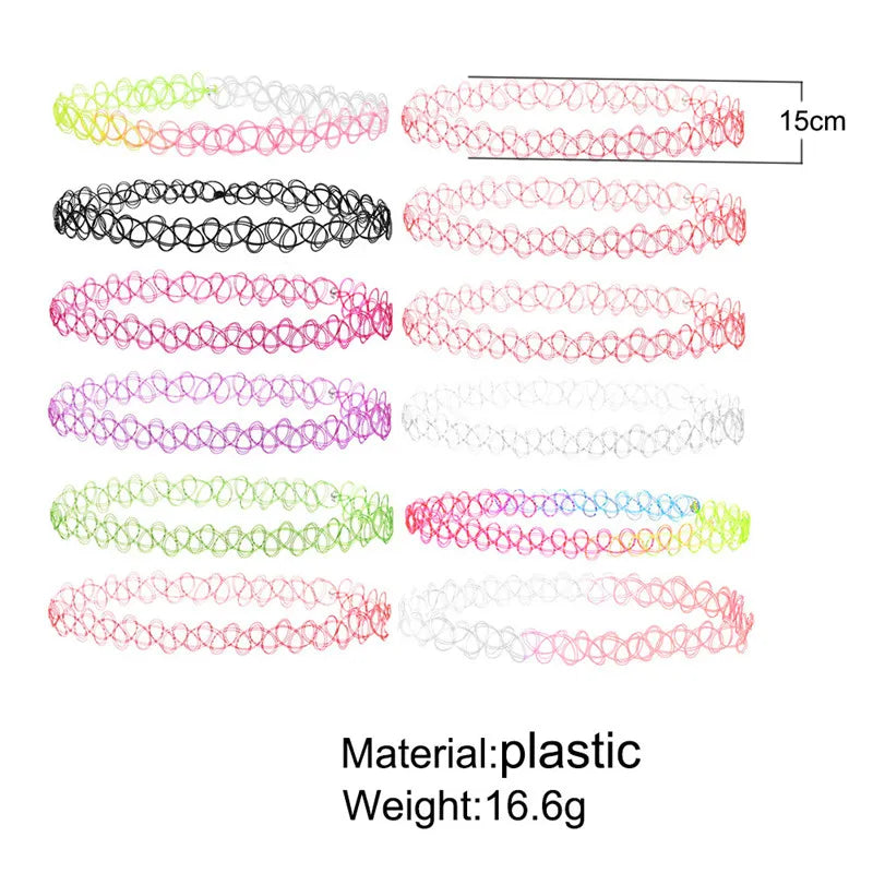 Vintage Stretch Tattoo Choker Necklace – Gothic Elastic Necklace for Women