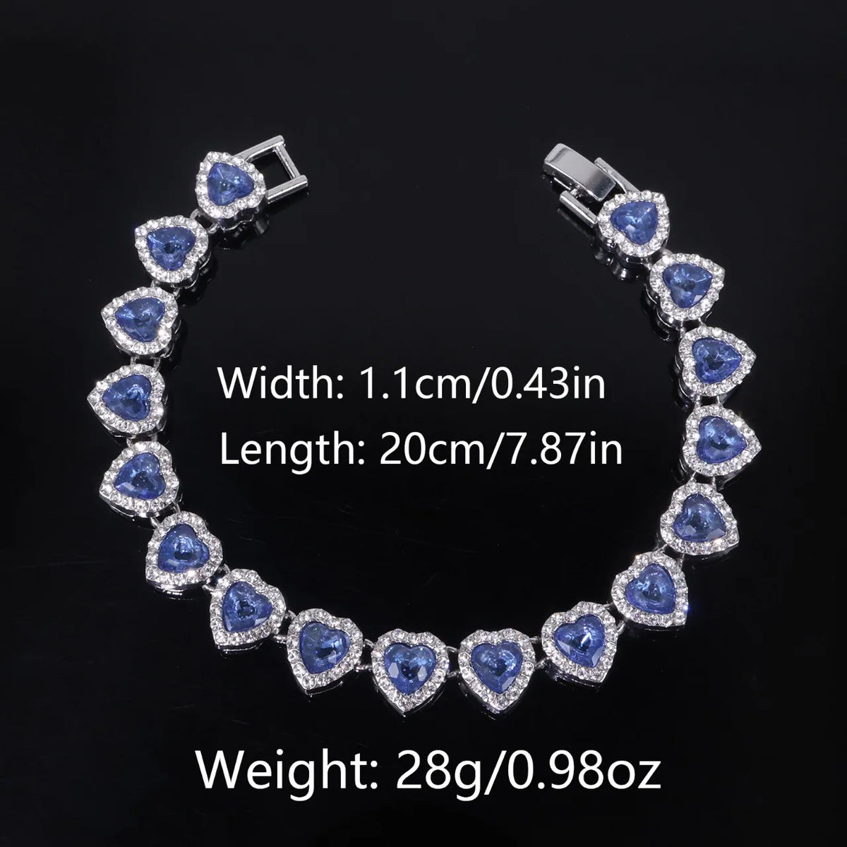 Hip Hop Tennis Chain & Bracelet Set – Shiny Rhinestone CZ Heart Jewelry