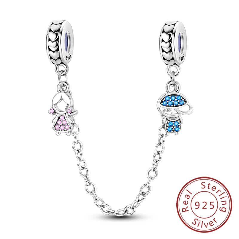 925 Sterling Silver Pink Heart Bow Charm – S925 Bangle Bracelet Bead