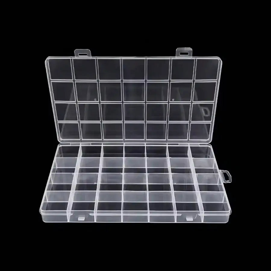 28-Grid Jewelry Storage Case – Plastic Organizer with Removable Dividers