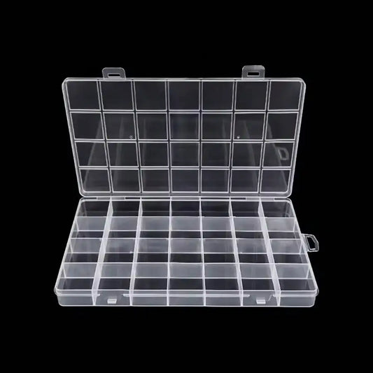 28-Grid Jewelry Storage Case – Plastic Organizer with Removable Dividers