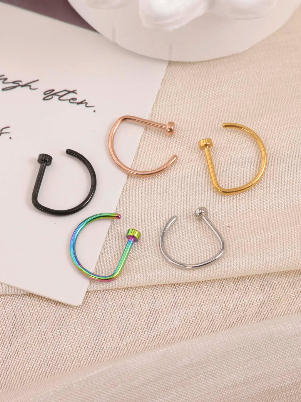 Fake Nose Ring & Body Jewelry Set – Stainless Steel Faux Piercing for Nose & Ear