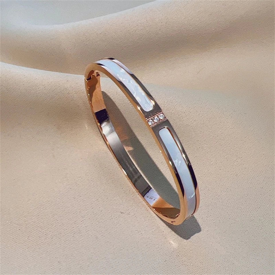 Zirconia Stainless Steel Stackable Bracelet Set – Non-Fading Bangle Gift for Women