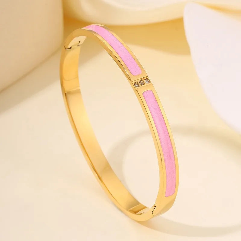 Zirconia Stainless Steel Stackable Bracelet Set – Non-Fading Bangle Gift for Women