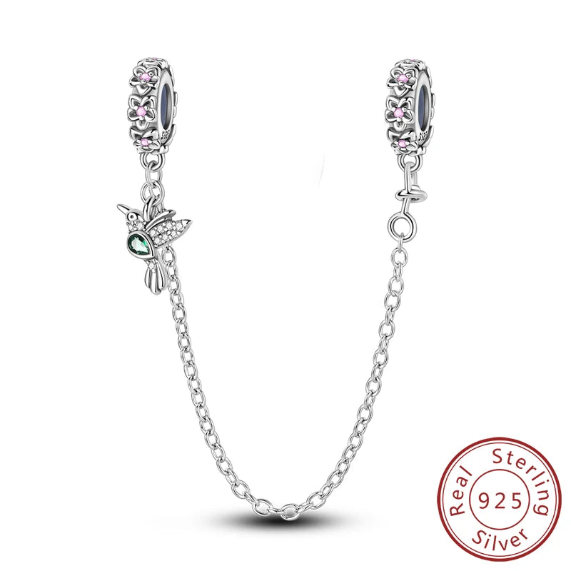 925 Sterling Silver Pink Heart Bow Charm – S925 Bangle Bracelet Bead