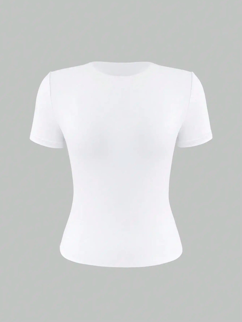 Women's White Fitted T-Shirt – Round Neck Short Sleeve Summer Top