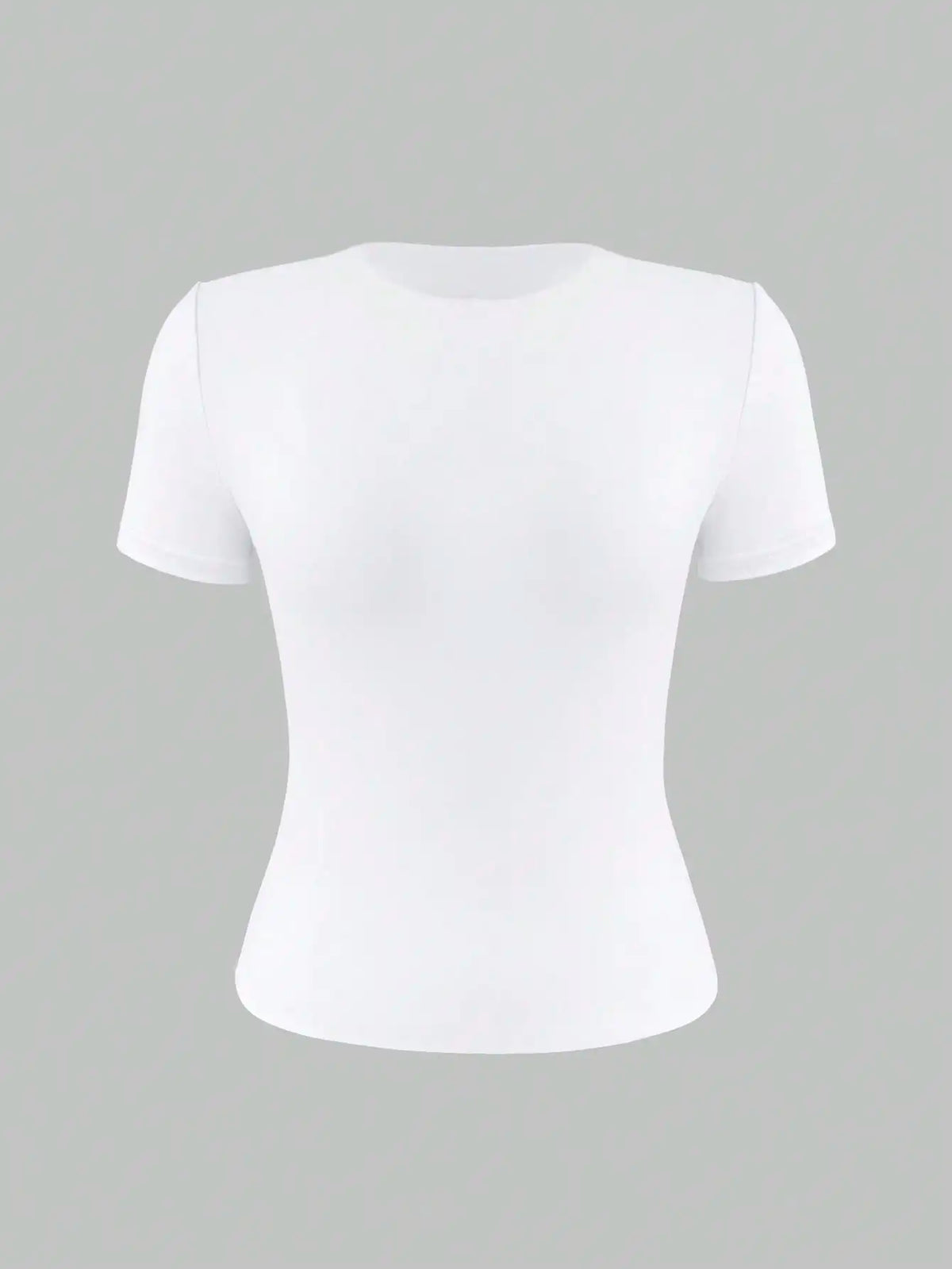 Women's White Fitted T-Shirt – Round Neck Short Sleeve Summer Top