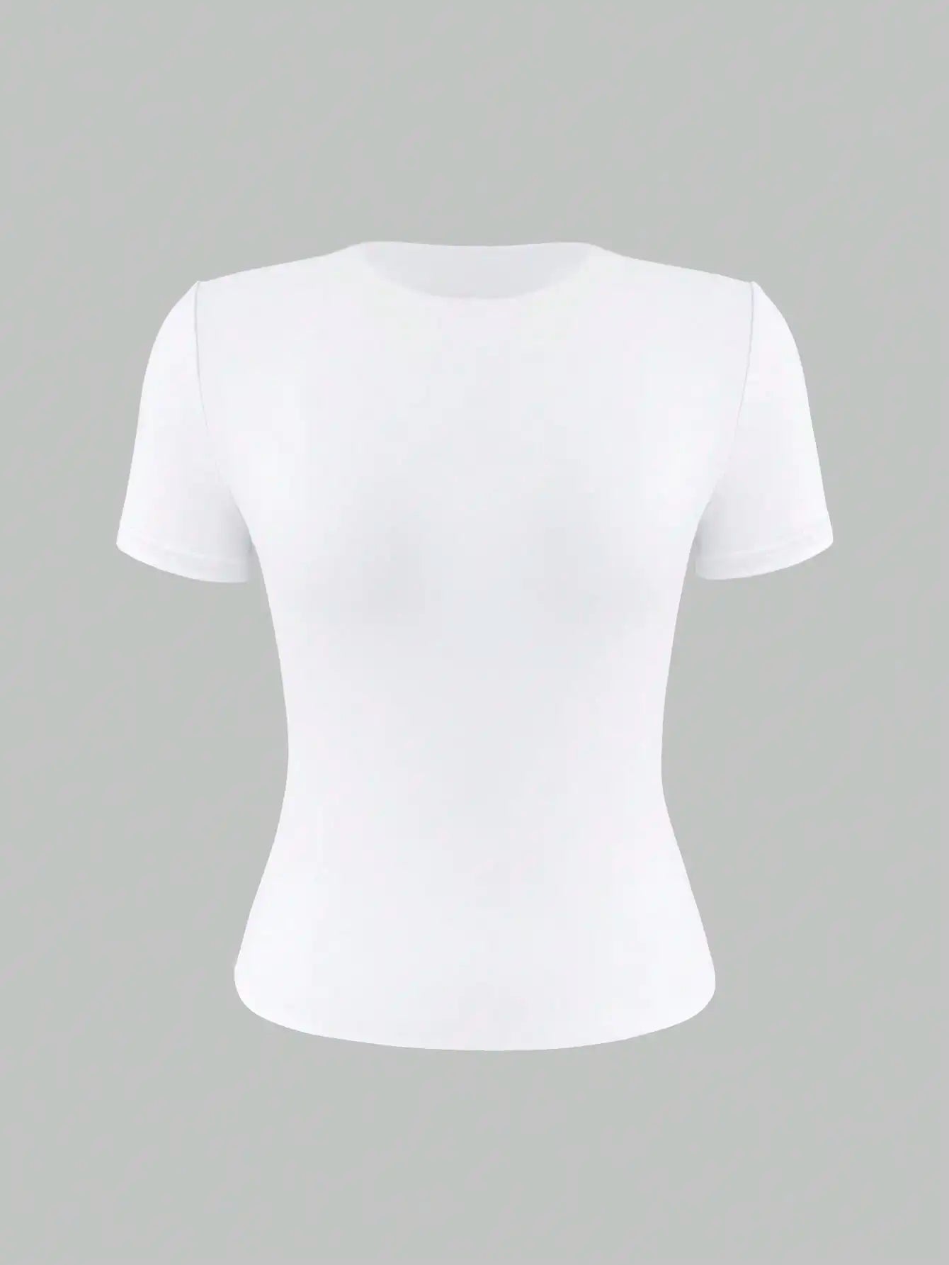 Women's White Fitted T-Shirt – Round Neck Short Sleeve Summer Top